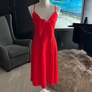 Kensie Vibrant Red Midi Dress with Bow Detail